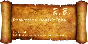 Roskovics Boglárka névjegykártya